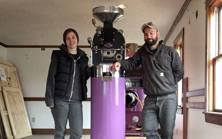 Carley Mayhew and Mott Feibusch are the co-owners of Monhegan Coffee Roasters