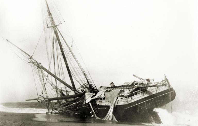 A dramatic image of a shipwreck from the Ed Coffin collection of photographs