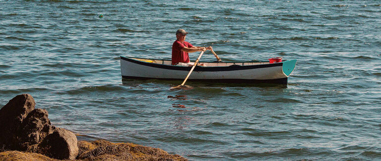 David D. Platt rowing an earlier boat.