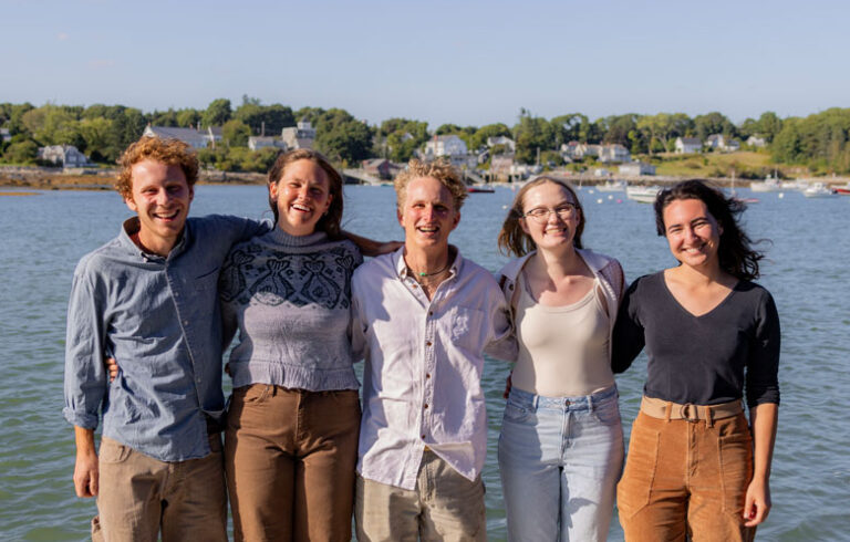 From left, new Island Institute Fellows: Mark Gorski, Lucia Daranyi, Thomas McClellan, Erin Dent, and Taylor Rossini. PHOTO: JACK SULLIVAN