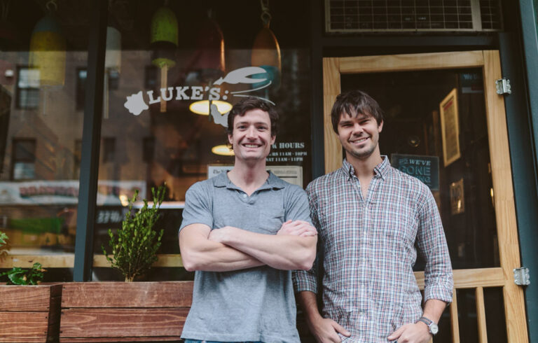 Luke Holden, left, and Ben Conniff photographed in front of restaurant