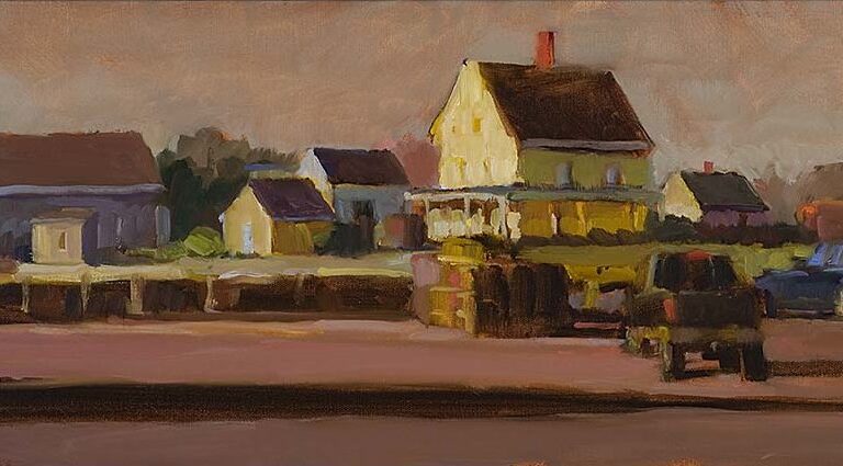 oil painting of houses