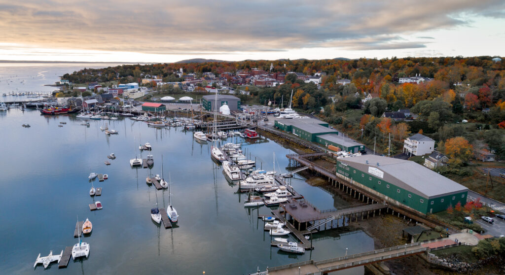 An aerial view of the Front Street Shipyard in Belfast.