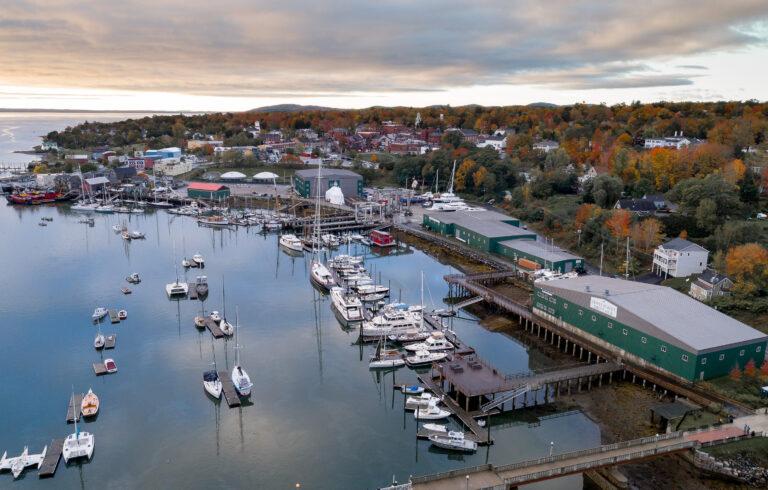 An aerial view of the Front Street Shipyard in Belfast.