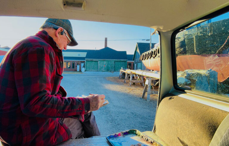 David Dewey working on site in Rockland. PHOTO: COURTESY OF ARTIST