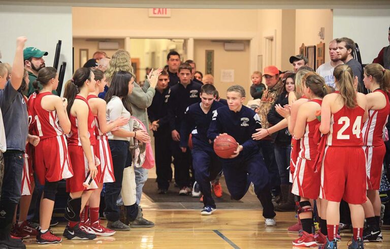 The North Haven boys take the court.