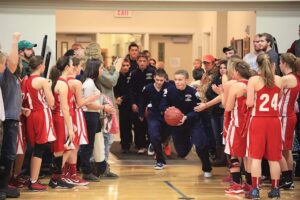 The North Haven boys take the court.