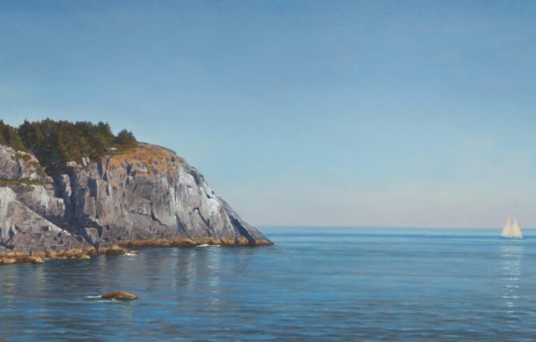 oil painting of ocean cliff