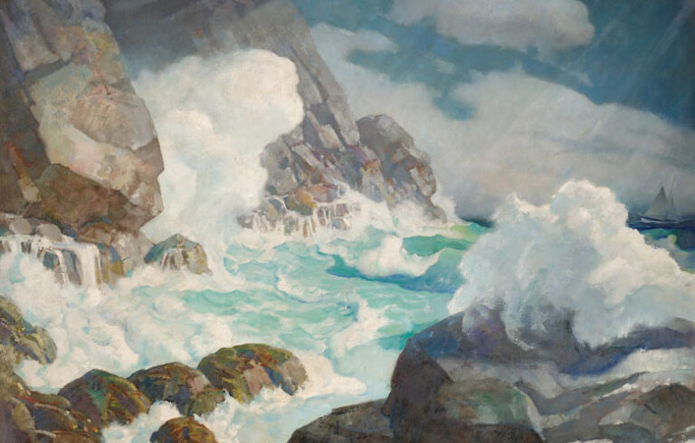 N.C. Wyeth (1882–1945), “Maine Headland, Black Head, Monhegan Island,” ca. 1936–1938, oil on canvas, 48 1/4 x 52 1/4 inches, Bequest of Mrs. Elizabeth B. Noyce, 1997.