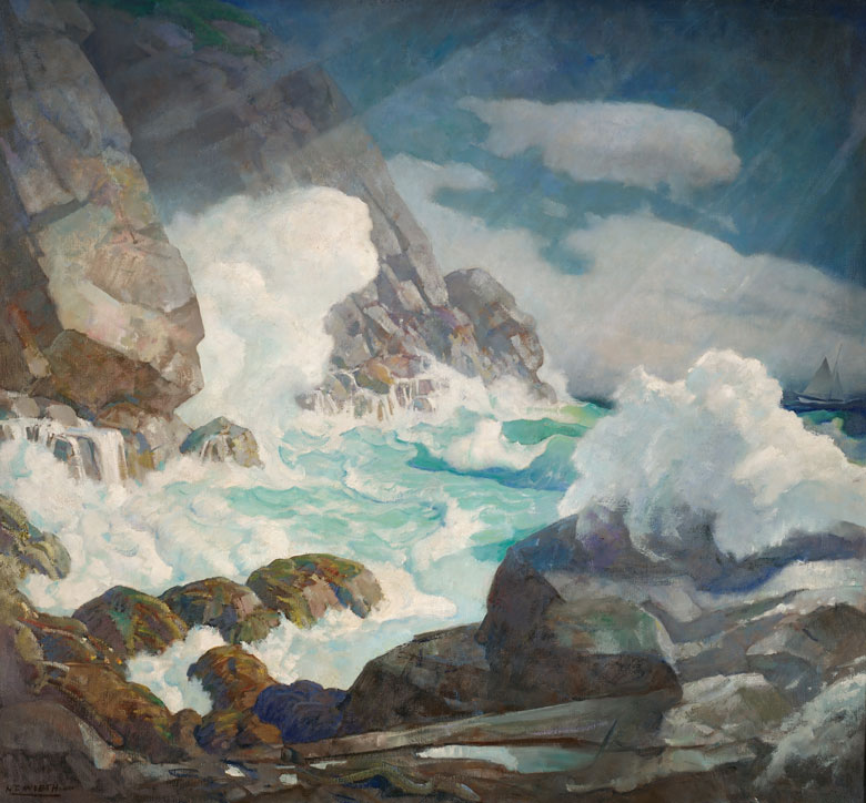 N.C. Wyeth (1882–1945), “Maine Headland, Black Head, Monhegan Island,” ca. 1936–1938, oil on canvas, 48 1/4 x 52 1/4 inches, Bequest of Mrs. Elizabeth B. Noyce, 1997.