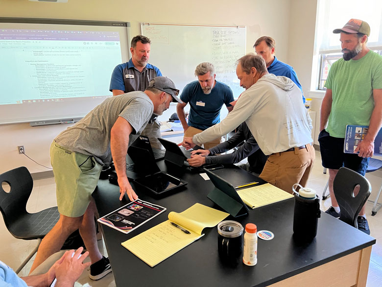 Students at work in courses on electric outboard maintenance and repair. PHOTO: YVONNE THOMAS