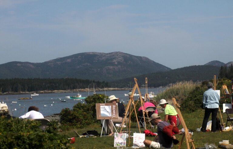 A workshop class paints on Islesford.