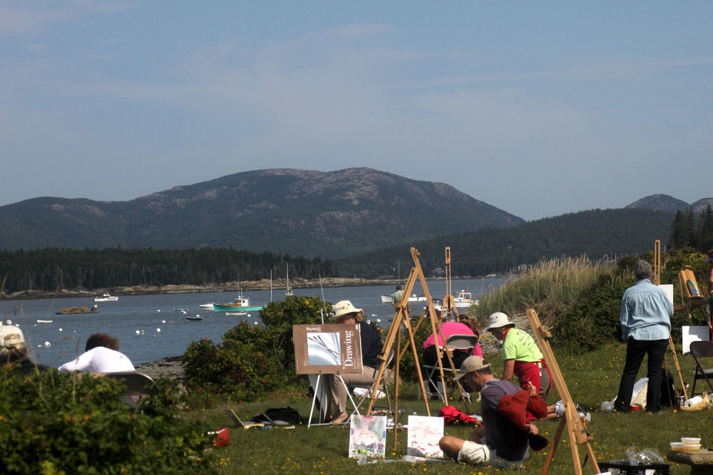 A workshop class paints on Islesford.