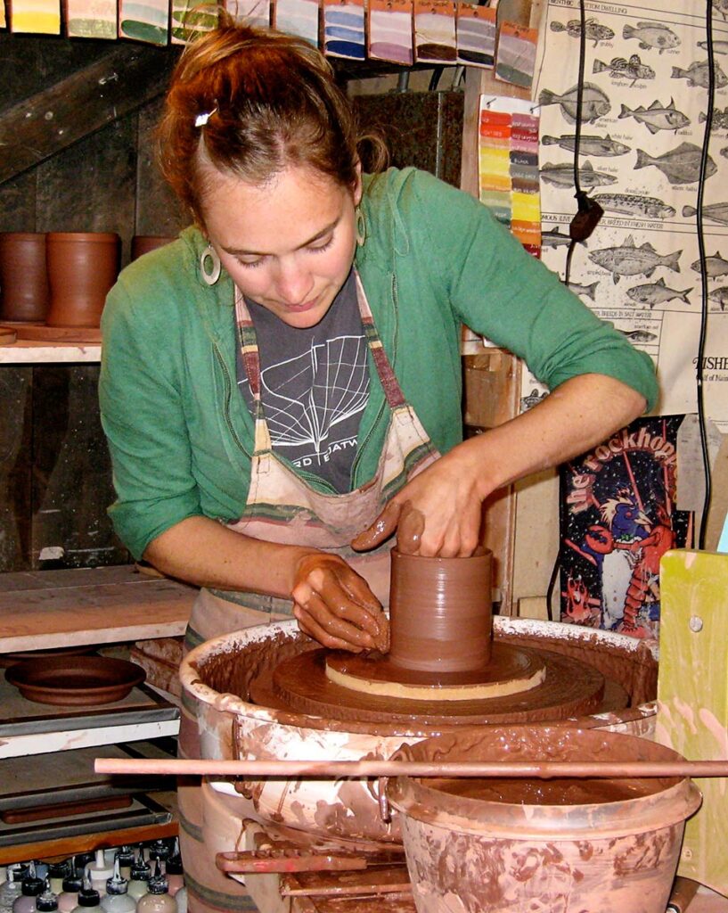 Potter Kaitlyn Duggan, at work on Little Cranberry