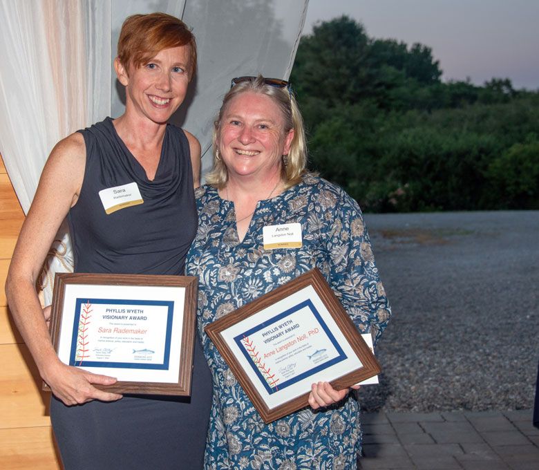 Sara Rademaker, left, and Anne Langston Noll, winners of the Phyllis Wyeth Visionary Award.