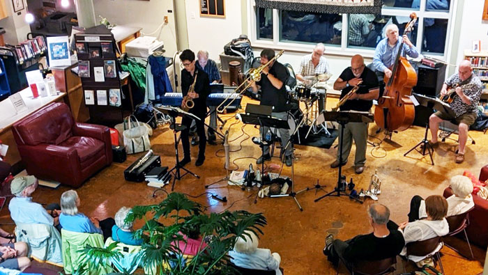 The band playing in the atrium of Skidompha in 2022. PHOTO: CATHERINE MITCHELL