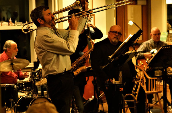 Barney Balch and the band at Skidompha Public Library in 2018. PHOTO: GERD KOEHLER