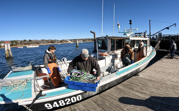 Sunny skies greeted the Marine Institute’s kelp farm put-in this past November. If all goes well, students will harvest in late May 2025. PHOTO: COURTESY BELFAST MARINE INSTITUTE