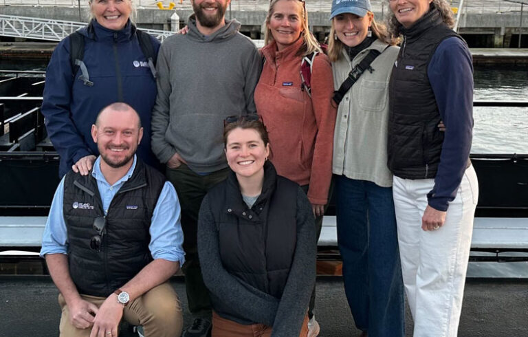 Island Institute staff attended the National Working Waterfront Network Conference in San Diego, in front, from left: Sam Belknap and Phoebe Walsh. Rear, from left: Kim Hamilton, Sam Feldman, Jennifer Seavey, Olivia Richards, and Lia Morris.